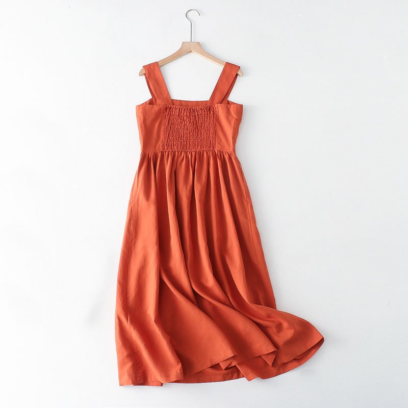 QZ221 New 2022 Solid Color Match All Design Casual Dress Women Dresses Clothing 3
