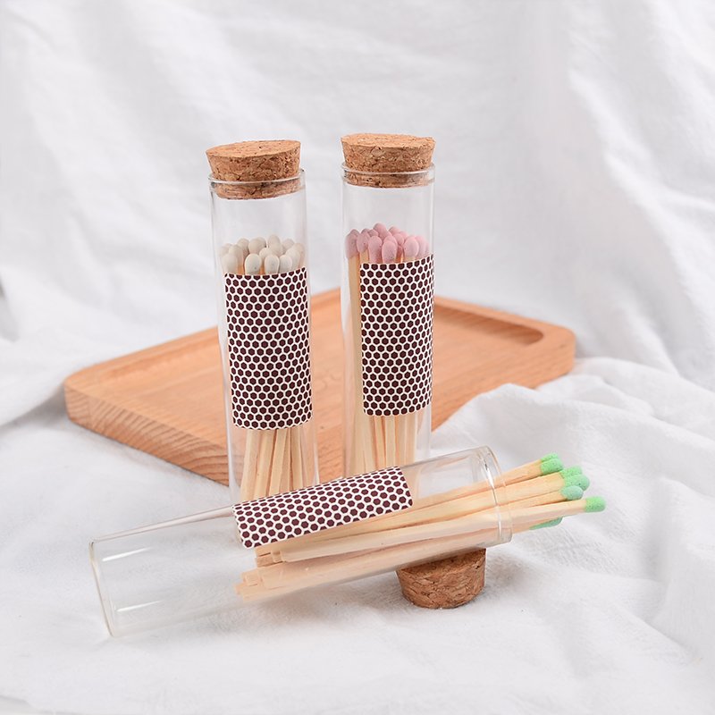 3inch Wooden Matchsticks In Bottle Candle Custom Label Aromatherapy New Custom Colorful Match Sticks In Glass Jar Bottle Matche