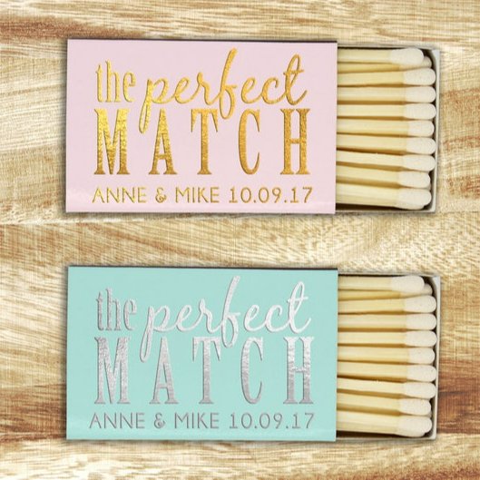 Stick matches, customized safety match boxes, and match colors can be customized
