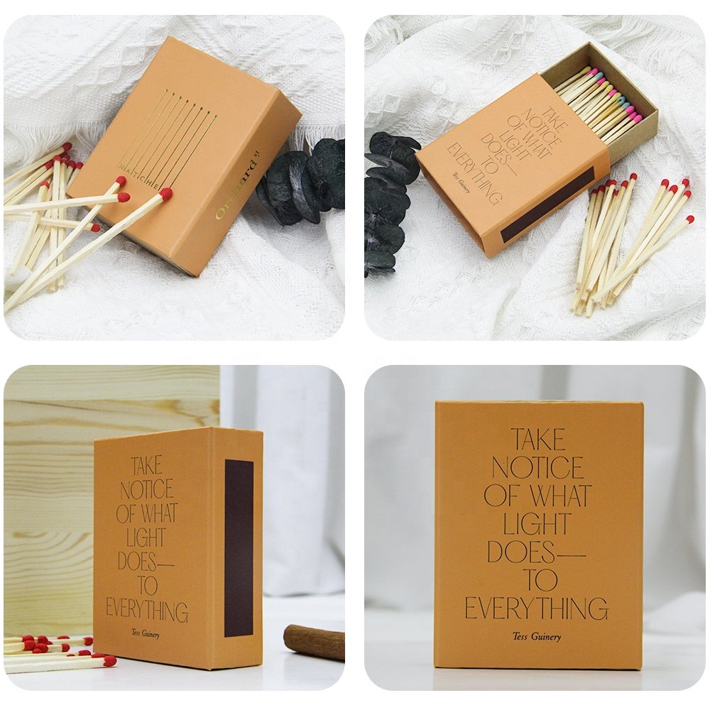 Wholesale luxury long matches box with logo printed packaging custom matchboxes