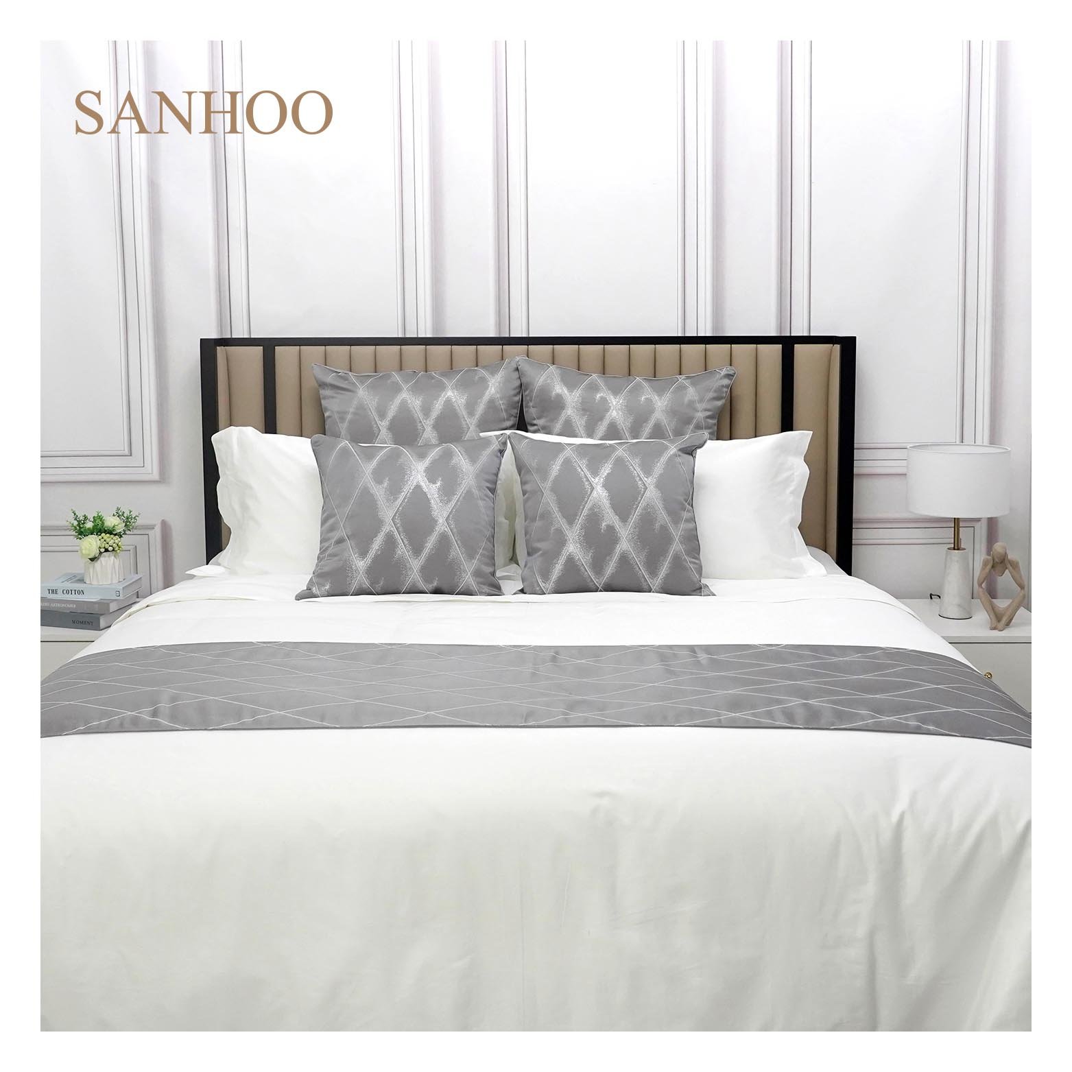 SANHOO Five Star Hotel Quality Bedding Set Luxury Hilton Bed Sheet Bed Runners and Matching Pillows