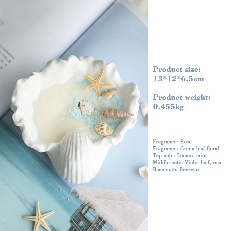 Luxury Diy European Shell Shape Home Decor Coastal Beauty Natural Soy Seashell Scented Candles for Souvenirs Gift Ideas