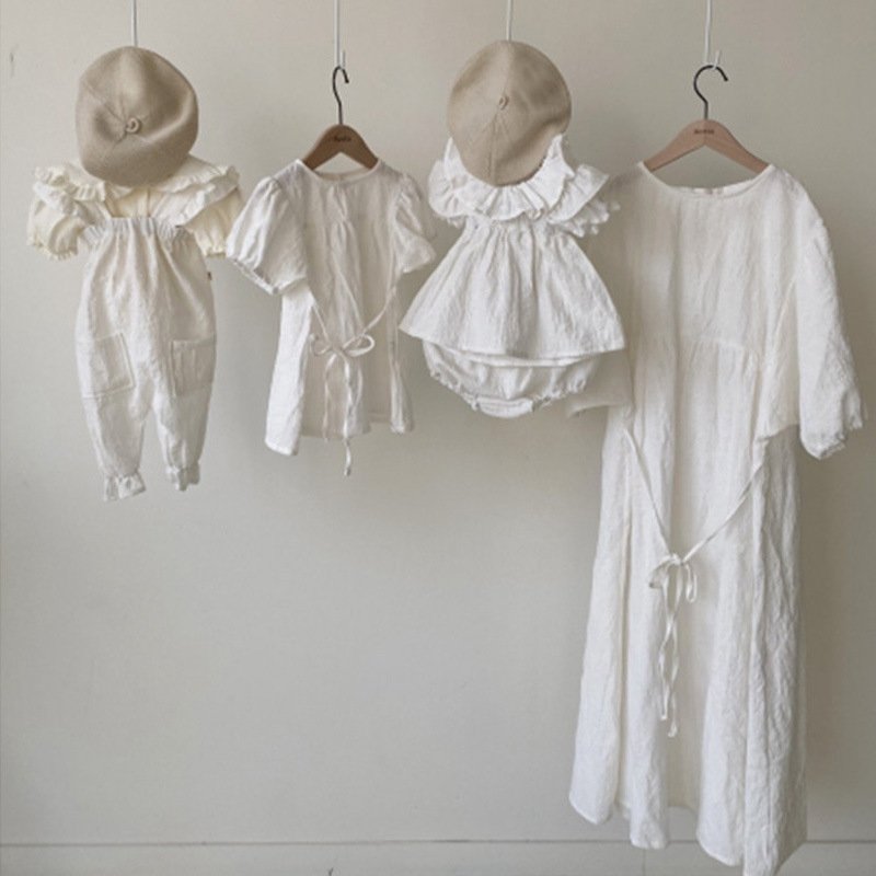 Custom Cotton Korean Romper Mommy And Me Outfits Summer Dresses Family Matching Outfits Clothes Private Design Logo