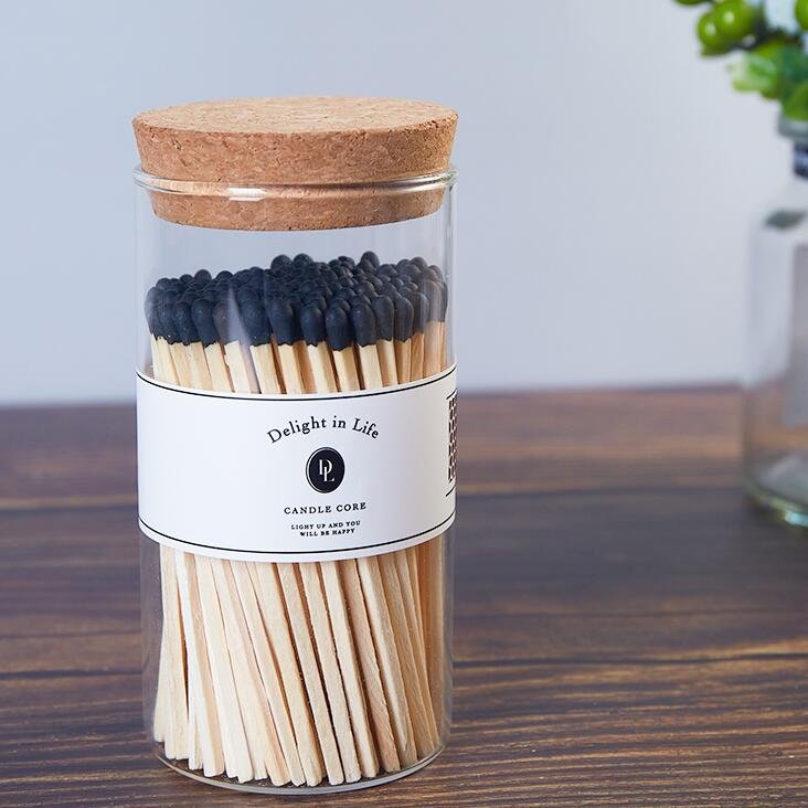 Custom stickers glass jars safety matches colored long stick wooden matches