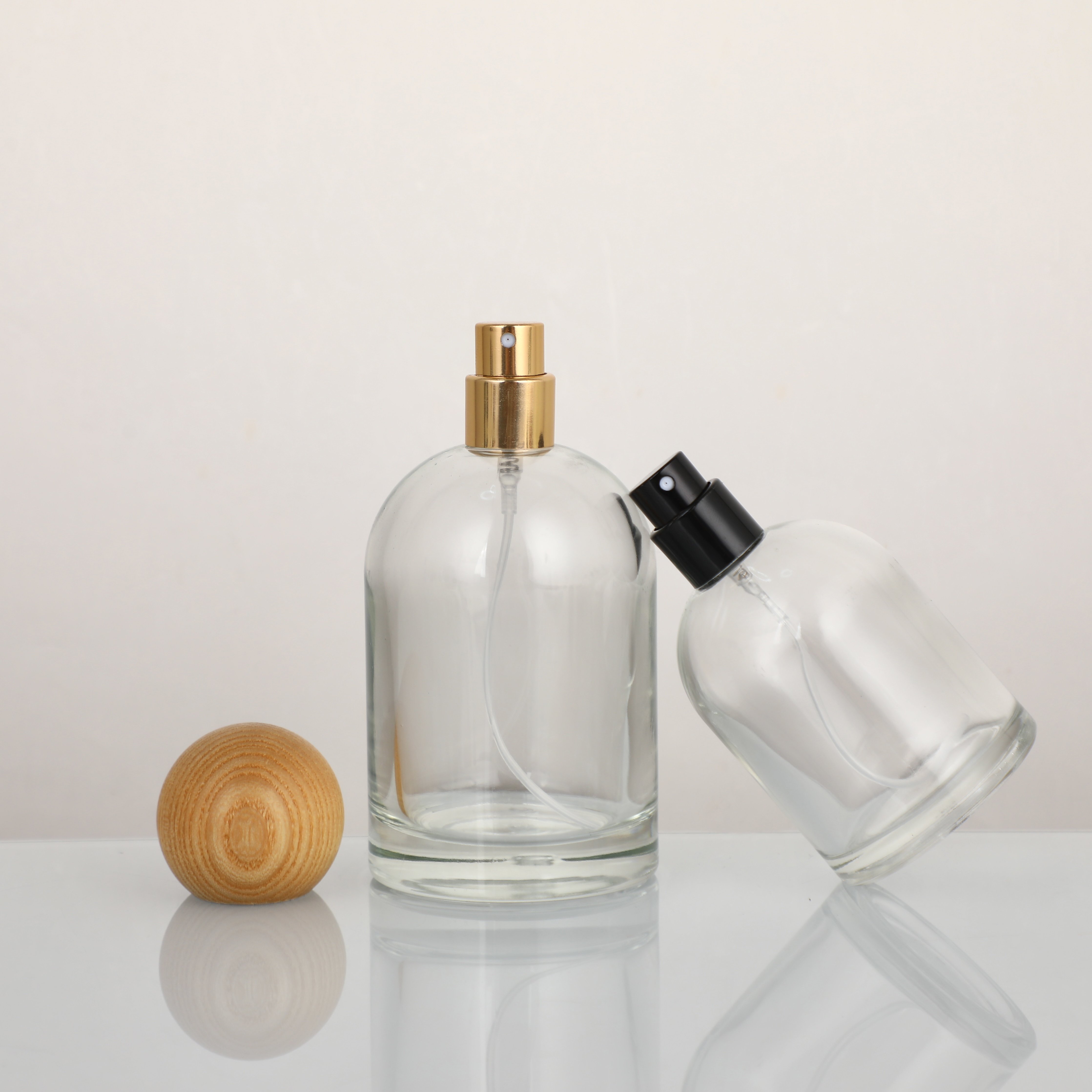 Ready Stock Stylish Crimp Glass Perfume Bottles with Matching Cap & Spray Pump - Wholesale Available