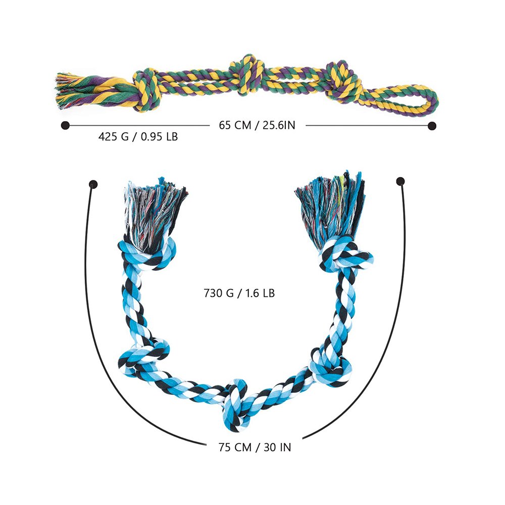 Professional Pet Training Toys Durable Dog Tug-of-war Toys Eco-friendly Cotton Rope Knot Dog Teething Chew Toy