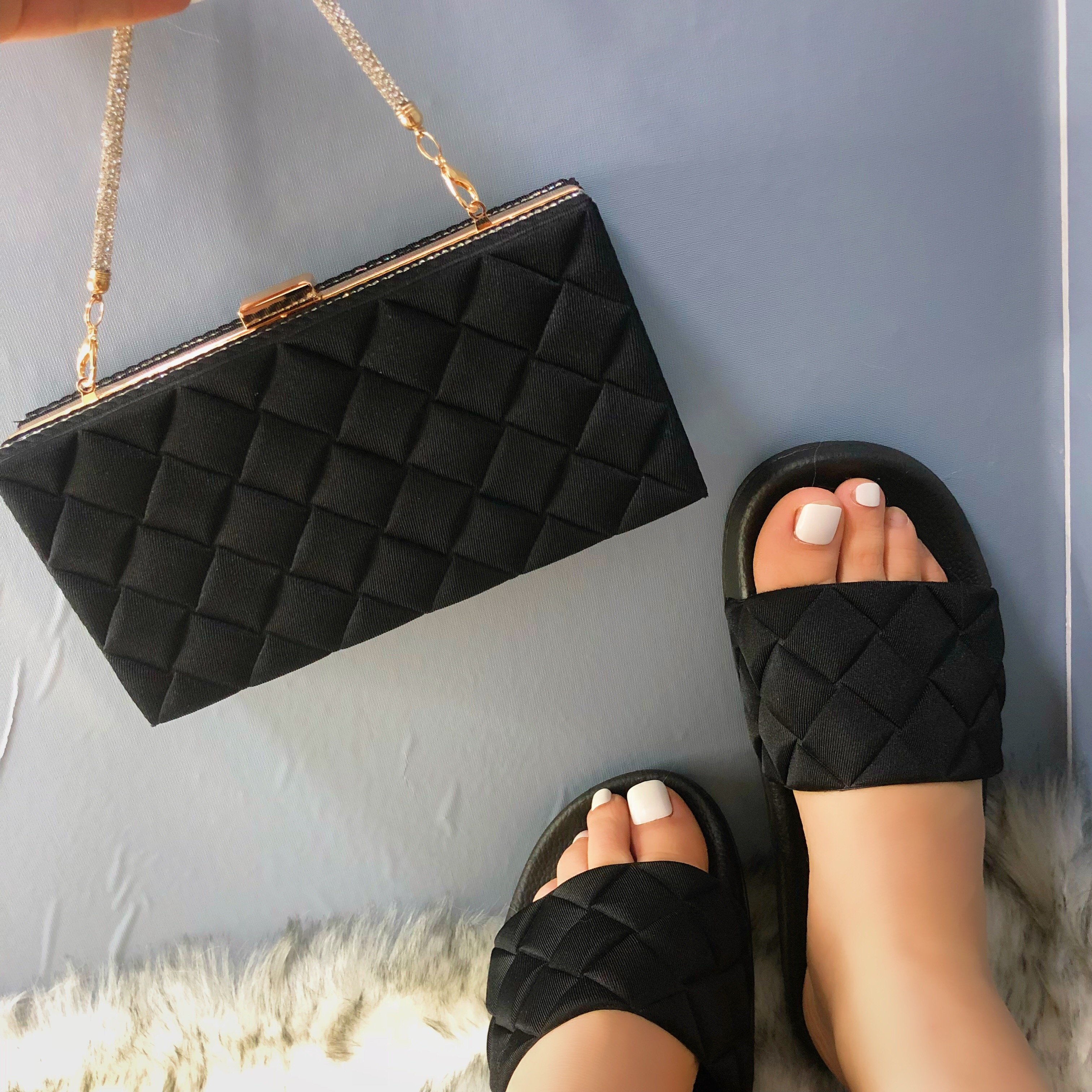 Fashion Wholesale Ladies Purse and shoes Matching Set Women Handbag and Slides Sandals Slippers Set