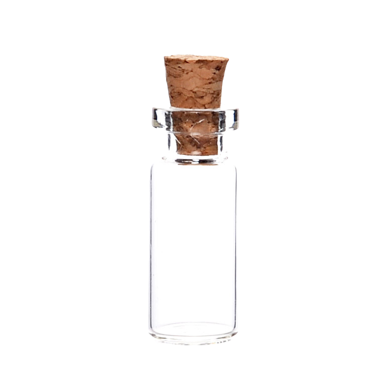 Wholesale mini wishing bottle 5ml 10ml 15ml 20ml 25ml glass vials Custom Logo Clear Glass Match Storage Jar with cork stopper