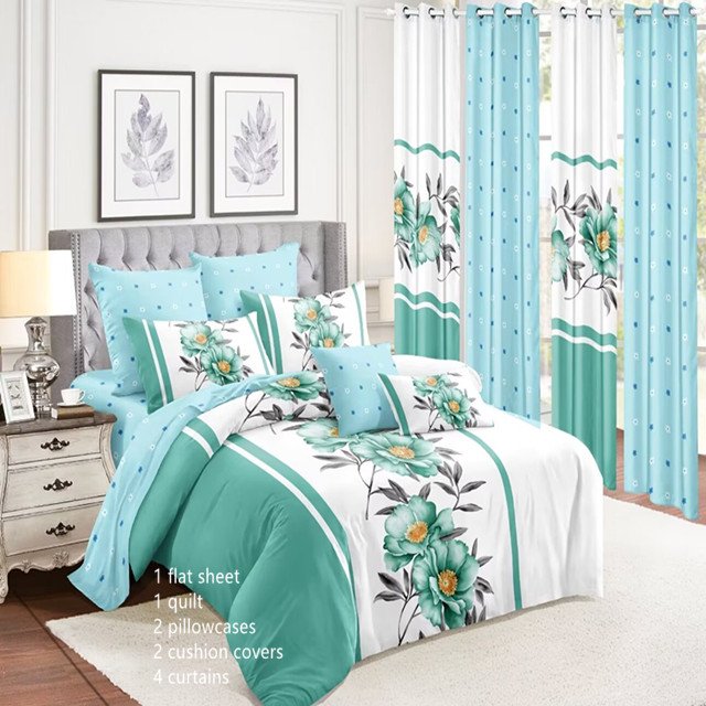 10 PCS Bedding Set For Home Printed Stripes Customized Bedding Sets With Matching Curtains