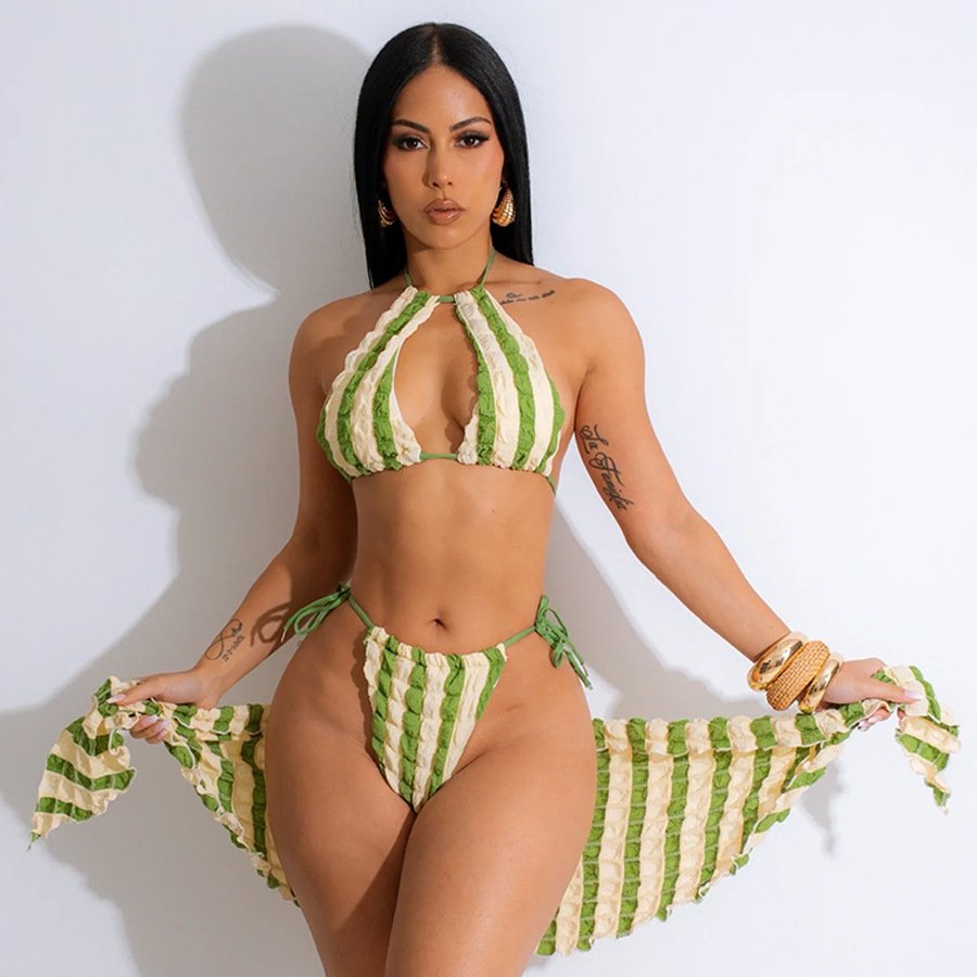 GX23101 Wholesale 2024 Women Elegant Swimwear Vendors Printed Swimsuit and Cover Up Matching Suit Bikini Bathing Suit