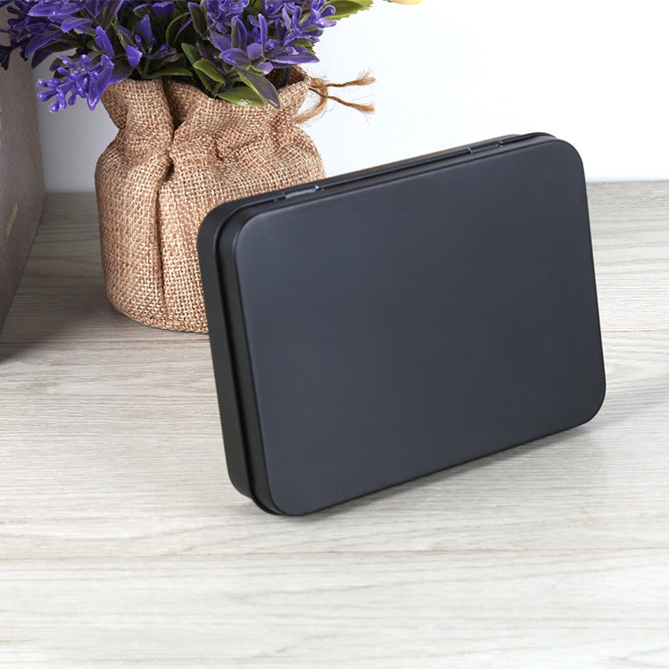 115*85*22mm Rectangular Black Hinged Lid USB Key Card Gift Storage Metal Tin Box
