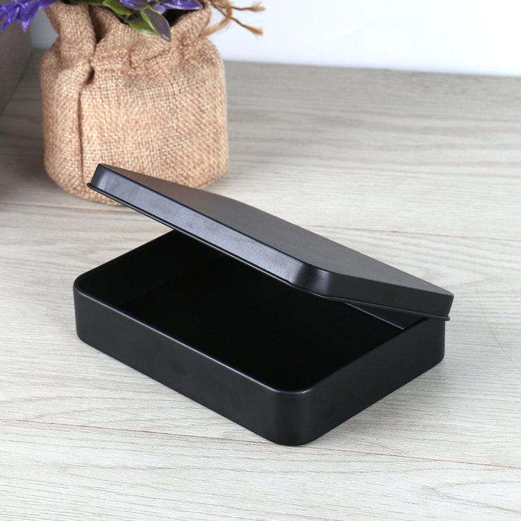 115*85*22mm Rectangular Black Hinged Lid USB Key Card Gift Storage Metal Tin Box