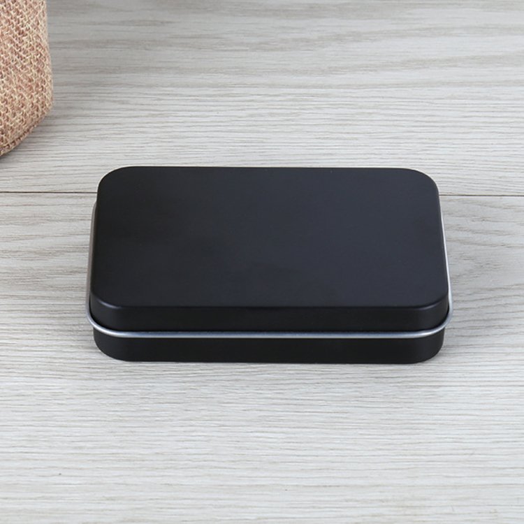 115*85*22mm Rectangular Black Hinged Lid USB Key Card Gift Storage Metal Tin Box