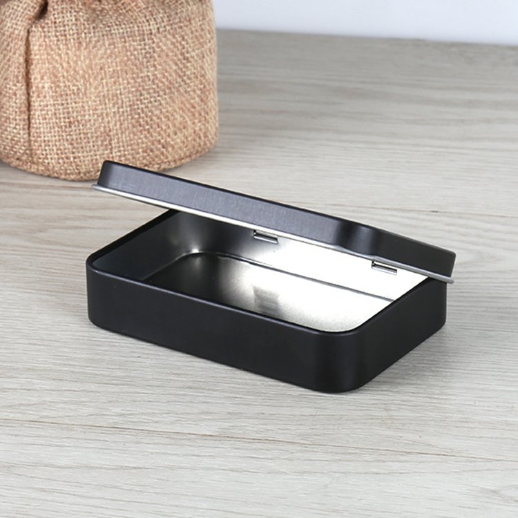 115*85*22mm Rectangular Black Hinged Lid USB Key Card Gift Storage Metal Tin Box