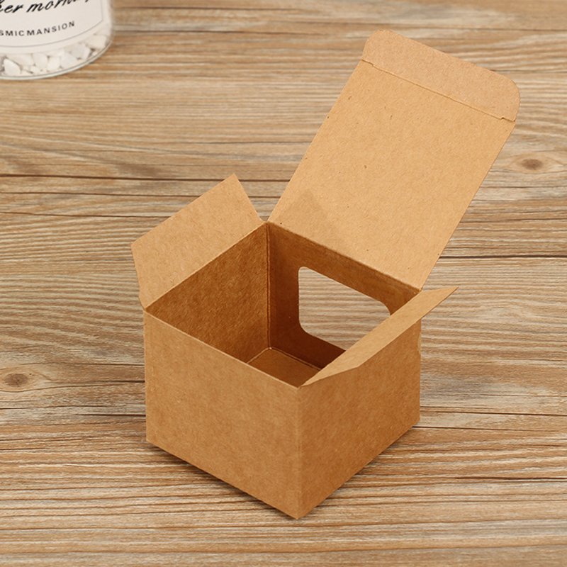 Vintage kraft paper portable cupcake box Round cup window film packaging box