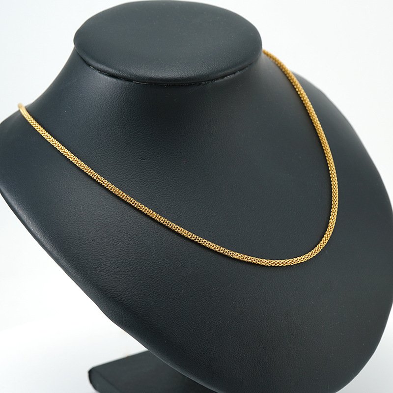 High quality 18K Gold Stainless Steel finished mesh chain Hundred Match DIY Round titanium ornament necklace for men and women