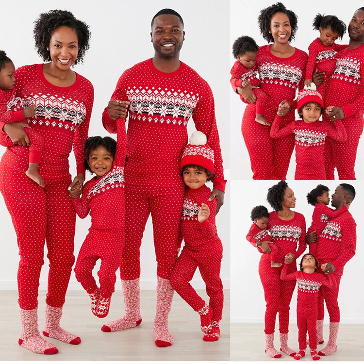 2024 In Stock Mommy And Me Milk Silk Clothes Set Retro Geometry Family Matching Christmas Pajamas Outfit