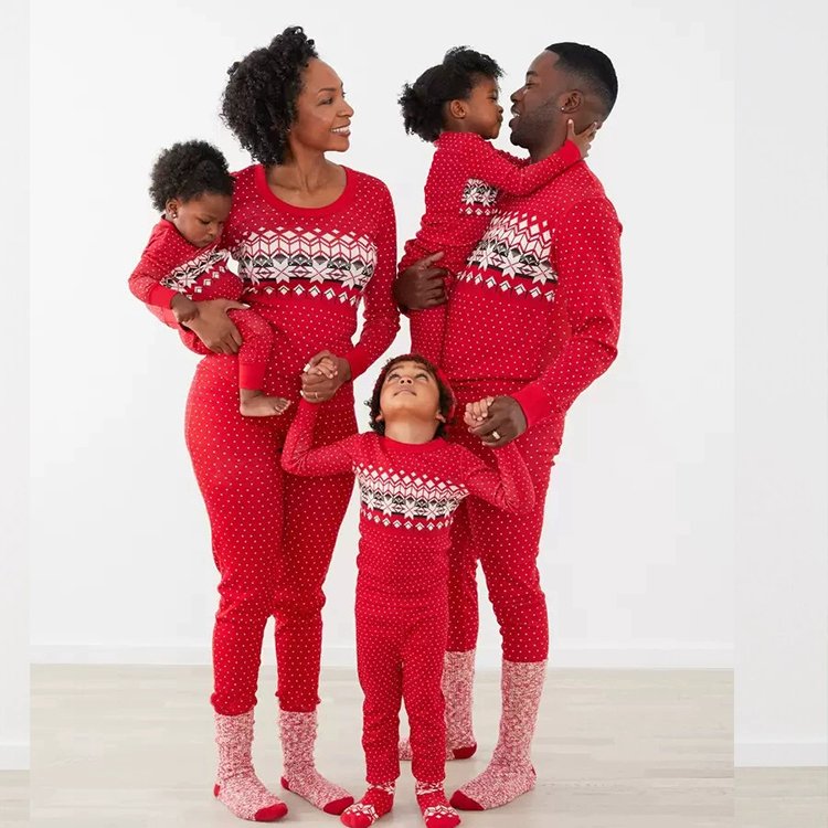 2024 In Stock Mommy And Me Milk Silk Clothes Set Retro Geometry Family Matching Christmas Pajamas Outfit