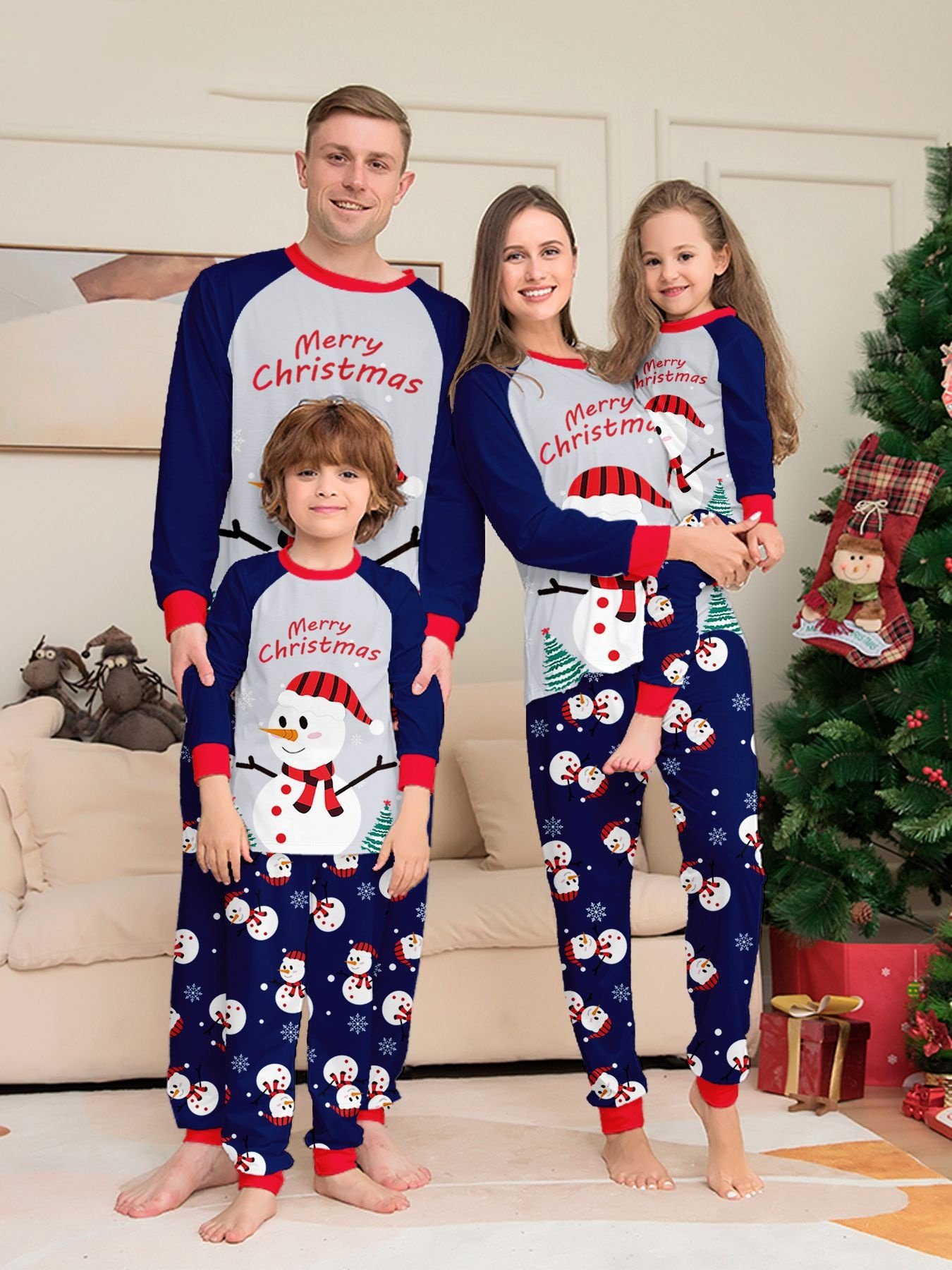 Latest Design Christmas Parent Child Clothing European And American 2 Piece Pajama Sets Family Matching Christmas Outfits