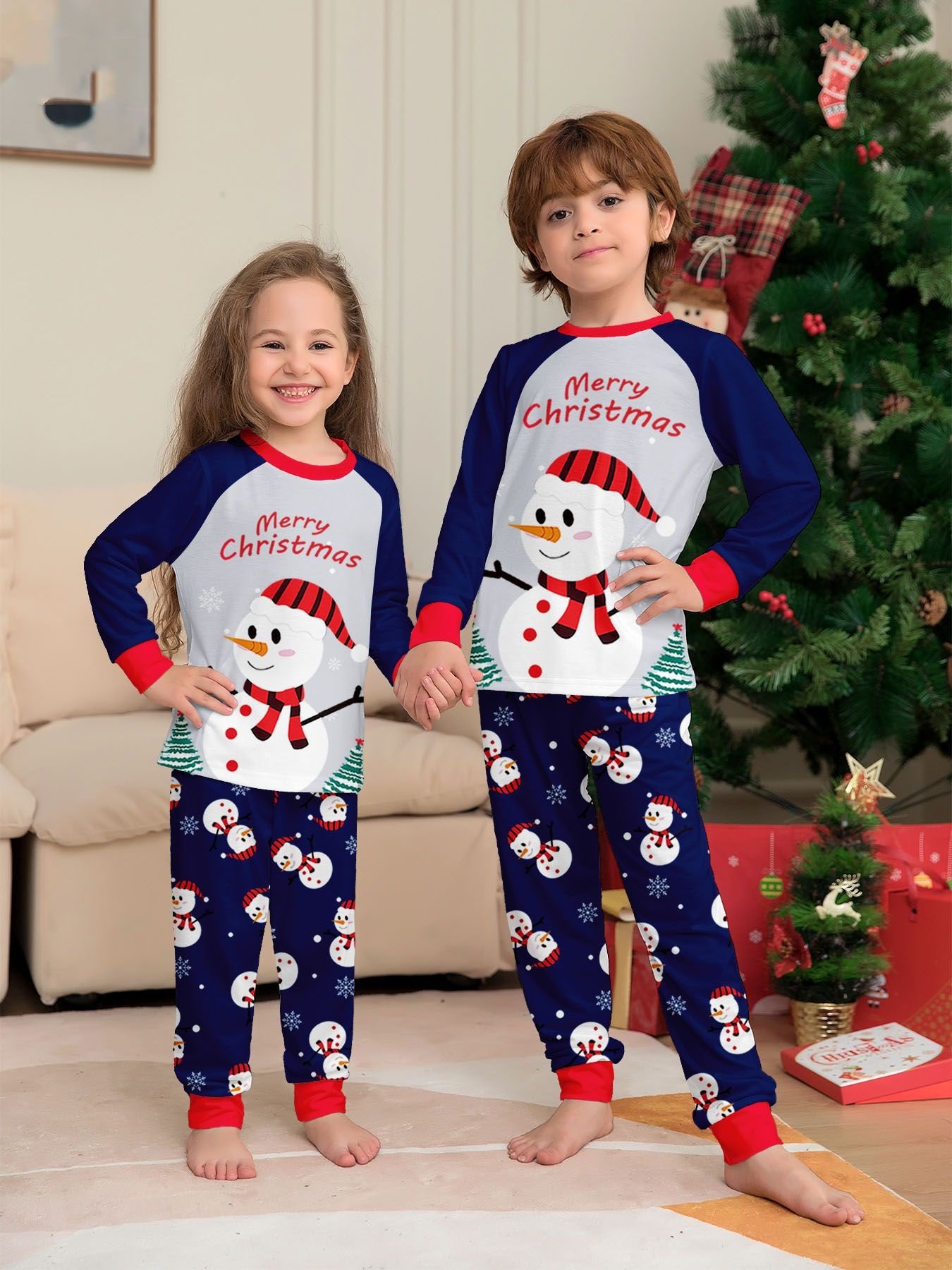 Latest Design Christmas Parent Child Clothing European And American 2 Piece Pajama Sets Family Matching Christmas Outfits