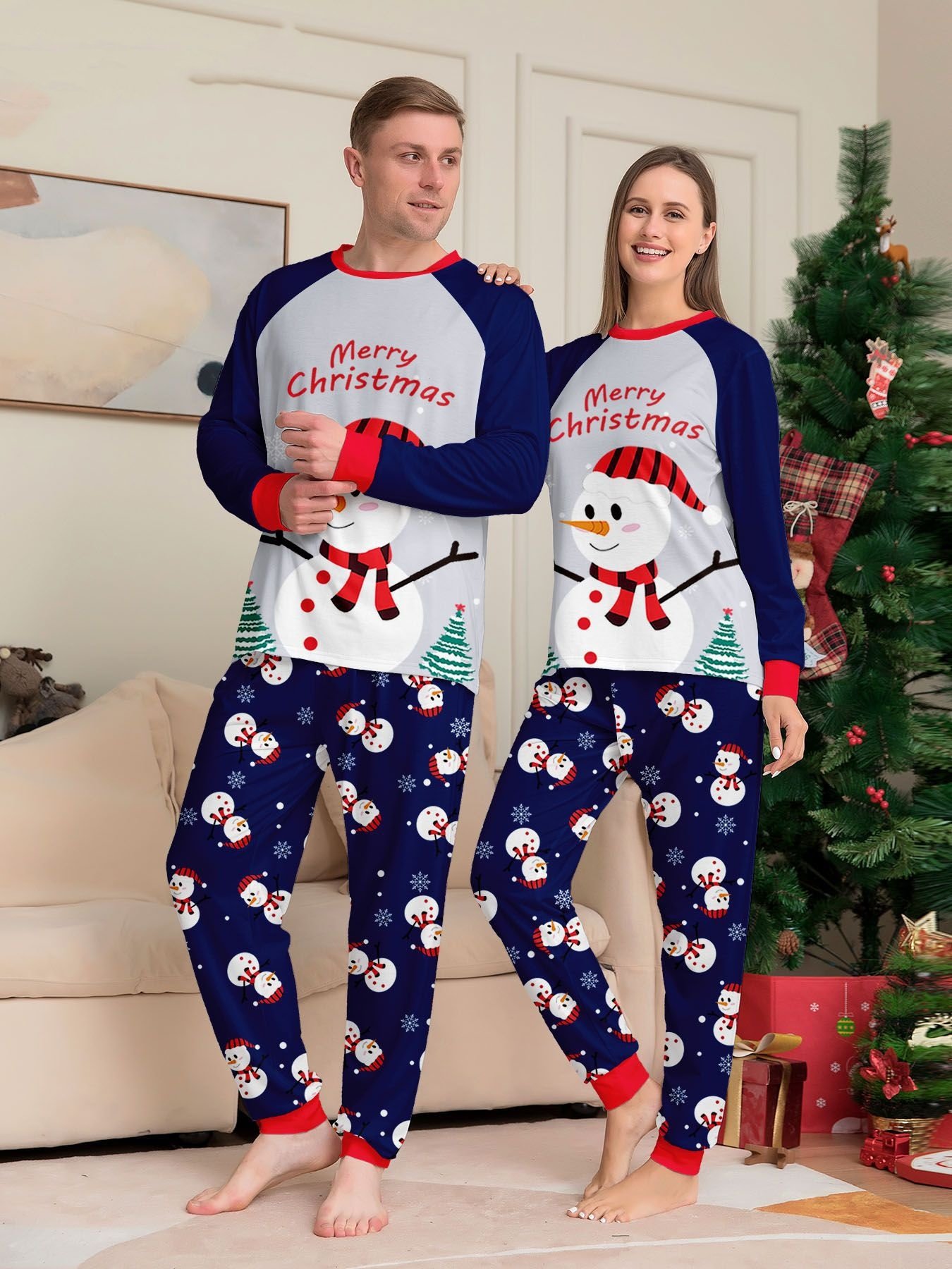 Latest Design Christmas Parent Child Clothing European And American 2 Piece Pajama Sets Family Matching Christmas Outfits