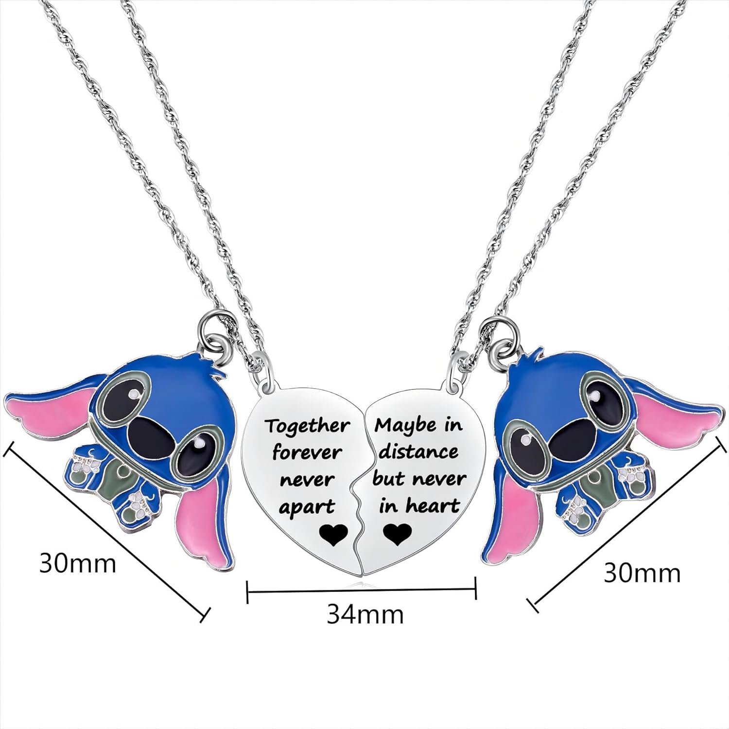 Best Friend Stitch Necklace Friendship Matching Heart Necklace 2 Lilo and Stitch Stuff Jewelry for Friends BFF Bestie