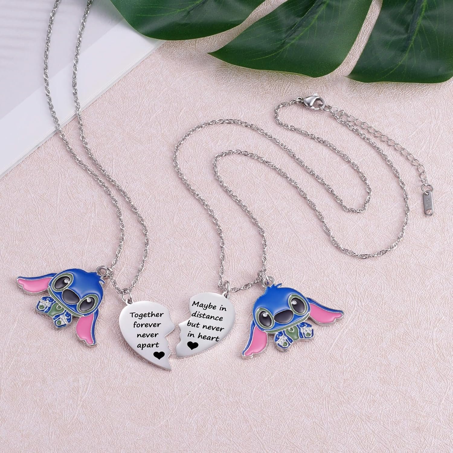 Best Friend Stitch Necklace Friendship Matching Heart Necklace 2 Lilo and Stitch Stuff Jewelry for Friends BFF Bestie