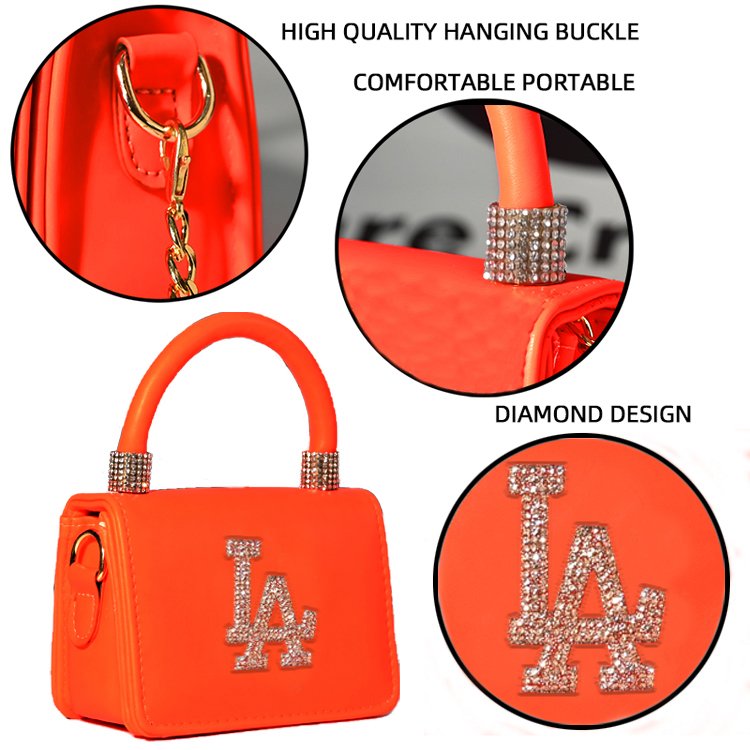 Rhinestone LA Purse And Hat Set Ladies Small Shoulder Handbag And Cap Women Fashion Diamond Mini Crossbody Bag With Matching Hat