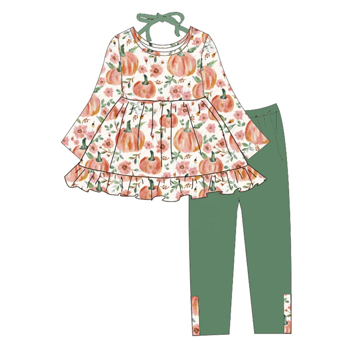 Baby Kids Toddler Girls Sibling Matching Clothes Fall Pumpkin Print Gauzy Tutu Dress Outfit Romper with Ruffle