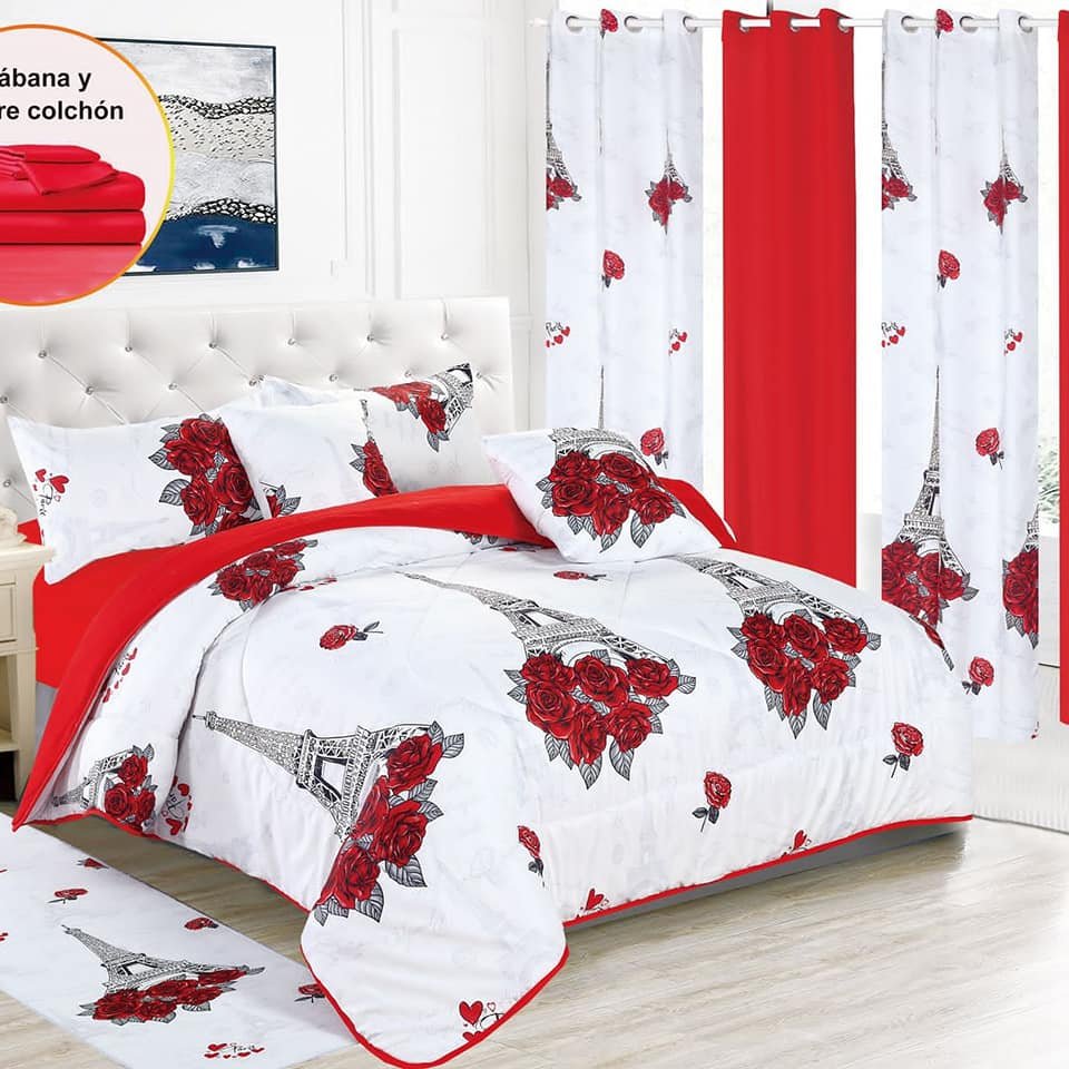 Custom 3d Printed comforter with curtain set Microfiber Polyester print design curtain bedding set with matching curtains