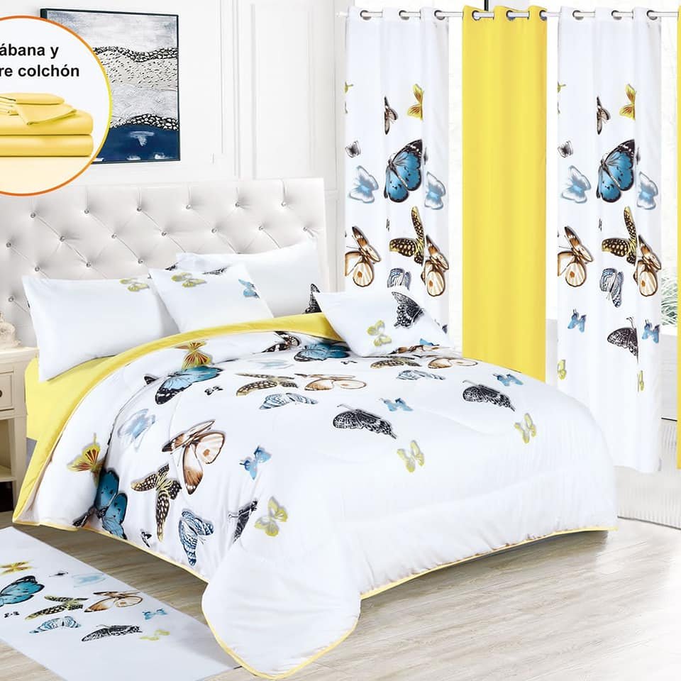 Custom 3d Printed comforter with curtain set Microfiber Polyester print design curtain bedding set with matching curtains