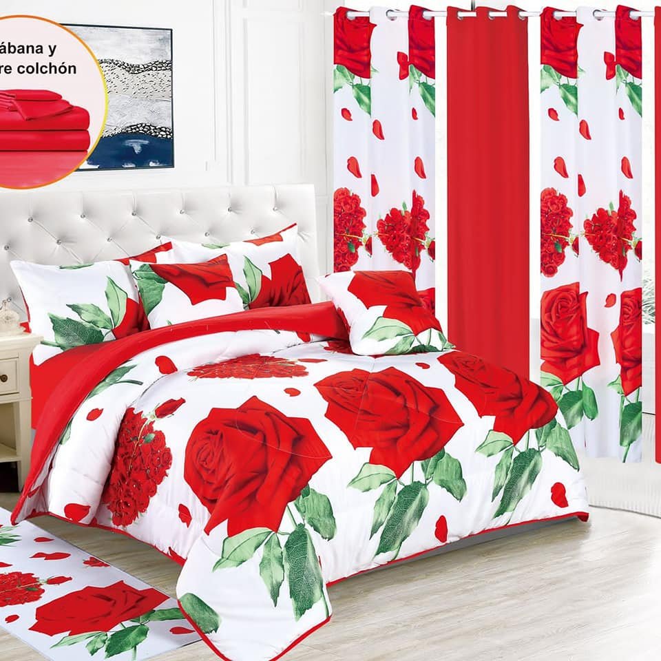 Custom 3d Printed comforter with curtain set Microfiber Polyester print design curtain bedding set with matching curtains