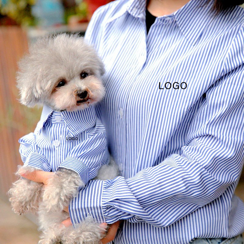 Spring Summer Thin Section Dog Shirt Clothes Pet Parent-child Wear Owner Matching Clothing Summer Outfits Hoodies T-shirts Blue