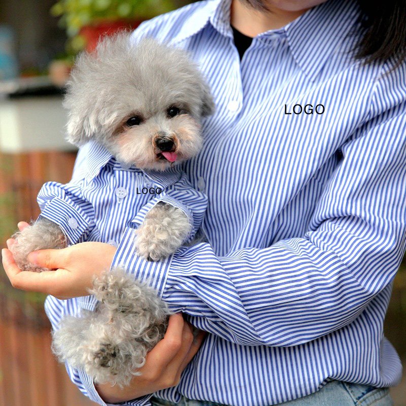 Spring Summer Thin Section Dog Shirt Clothes Pet Parent-child Wear Owner Matching Clothing Summer Outfits Hoodies T-shirts Blue