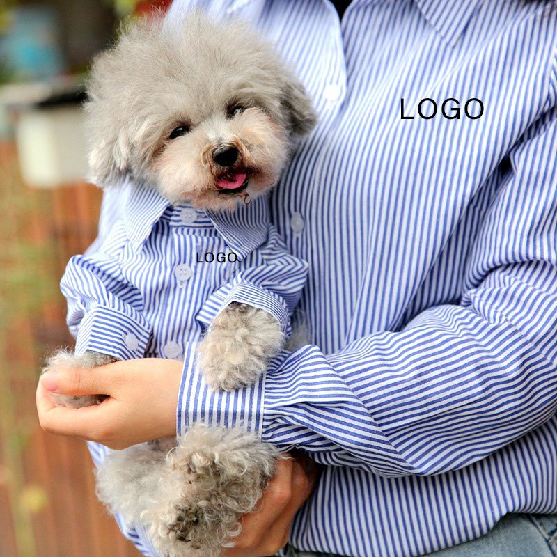 Spring Summer Thin Section Dog Shirt Clothes Pet Parent-child Wear Owner Matching Clothing Summer Outfits Hoodies T-shirts Blue