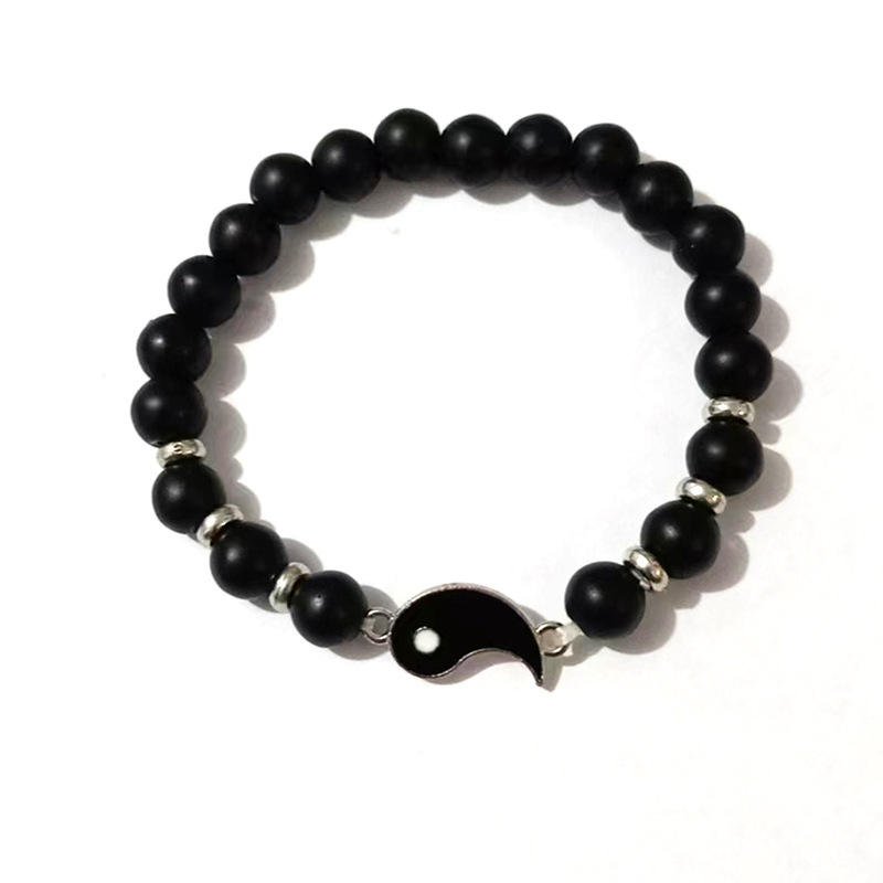 Wholesale White and Black Ying Yang Beaded Bracelets Fashion Tai Chi Matching Jewelry for Couples