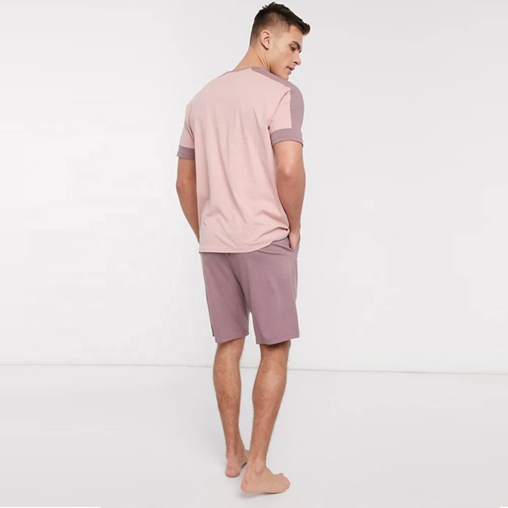 Summer Casual Men Shorts Set 100% Cotton T-shirts & Print Mesh Shorts Fashion Two Piece Shorts Set For Men