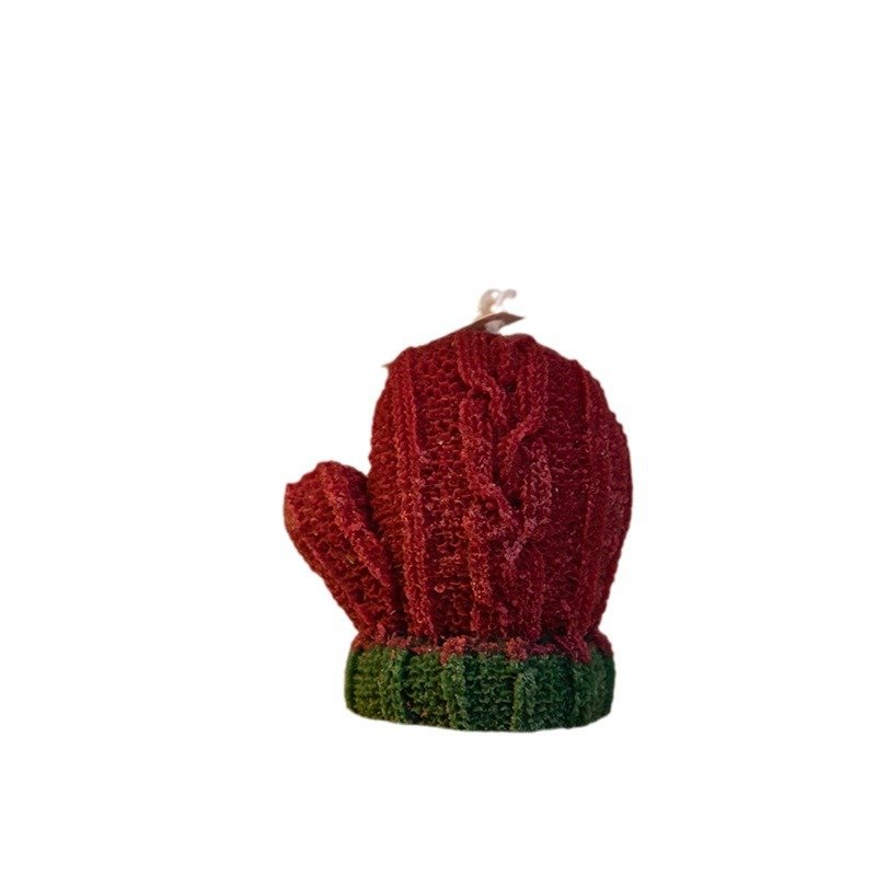 Newest Design Smokeless Soy Wax Scented Candles Plain Color Cute Gloves Shape Candle For Christmas Decoration