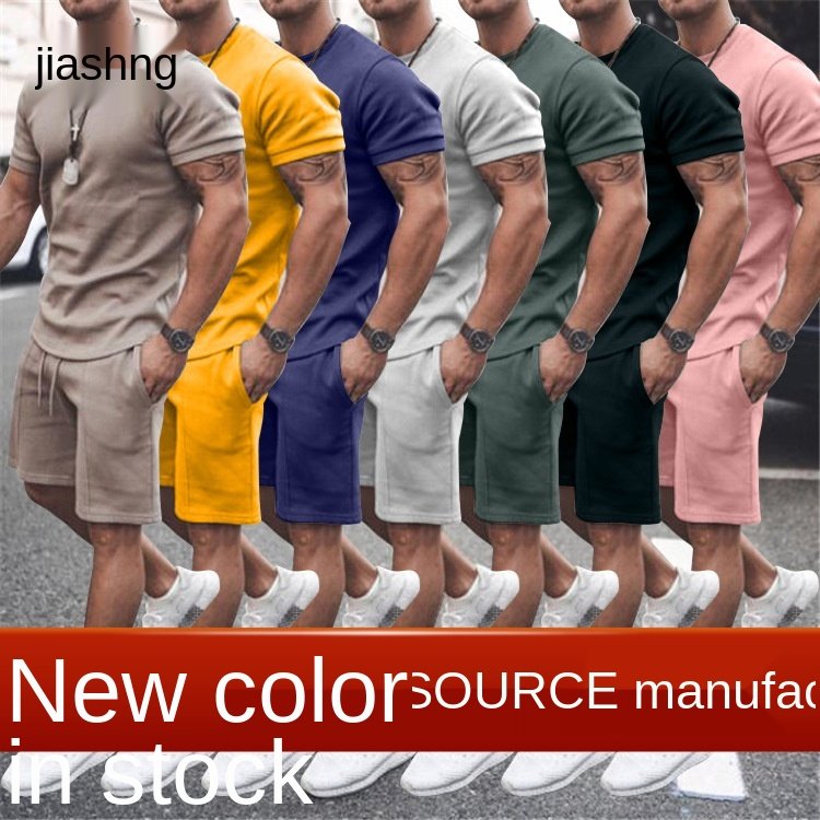 Short-sleeved two-piece casual suit multicolor big and tall matching sportswear blank joggers men's streetwear sets