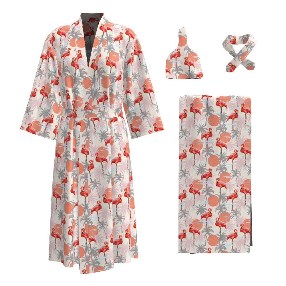 Floral print swaddle receiving blanket set bamboo cotton newborn maternity robe and matching baby swaddle blanket wrap