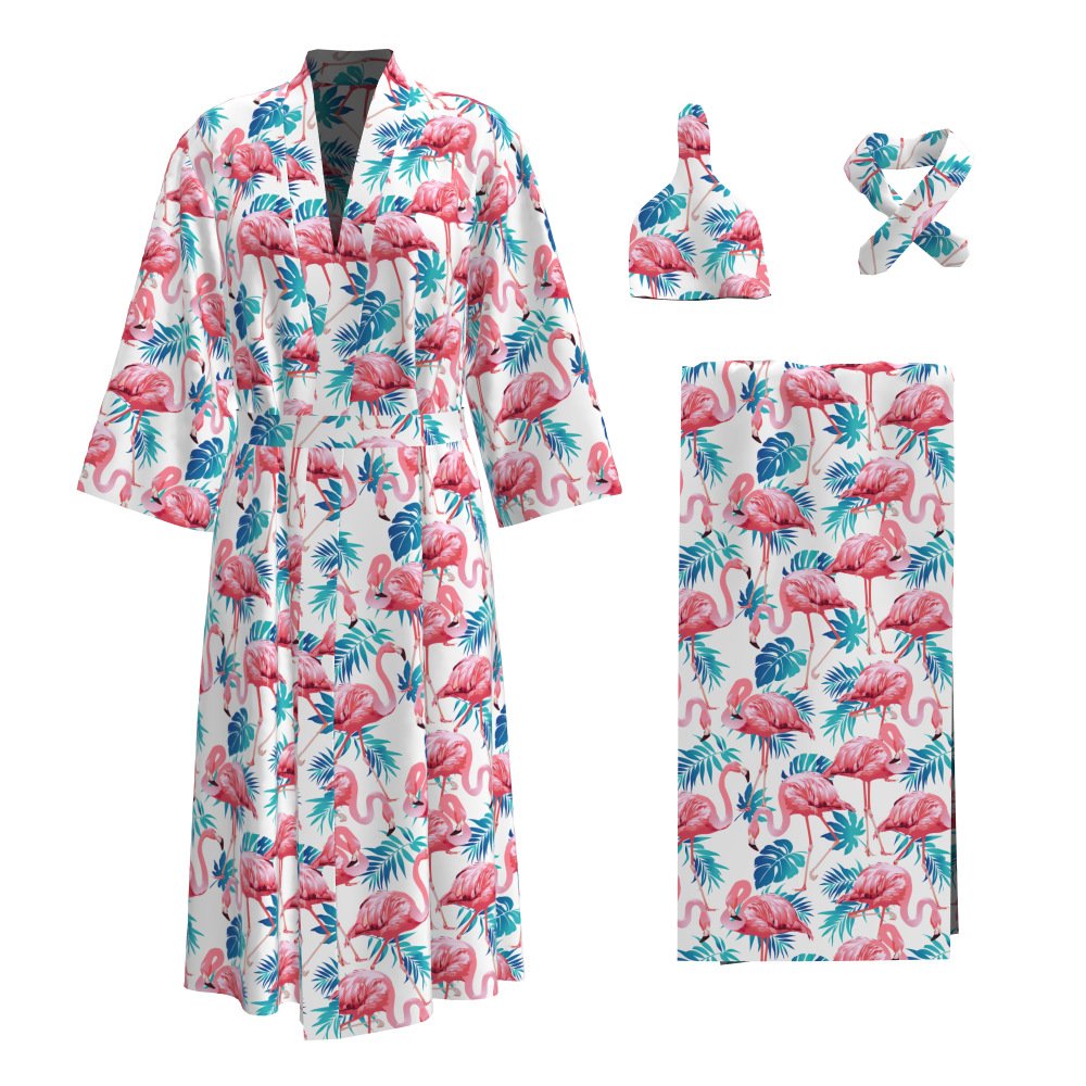 Floral print swaddle receiving blanket set bamboo cotton newborn maternity robe and matching baby swaddle blanket wrap
