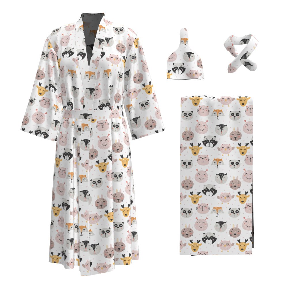 Floral print swaddle receiving blanket set bamboo cotton newborn maternity robe and matching baby swaddle blanket wrap