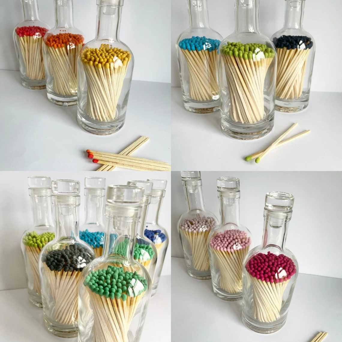 New style of glass bottle matches customize logo safety colored matches for household hotel candle matches