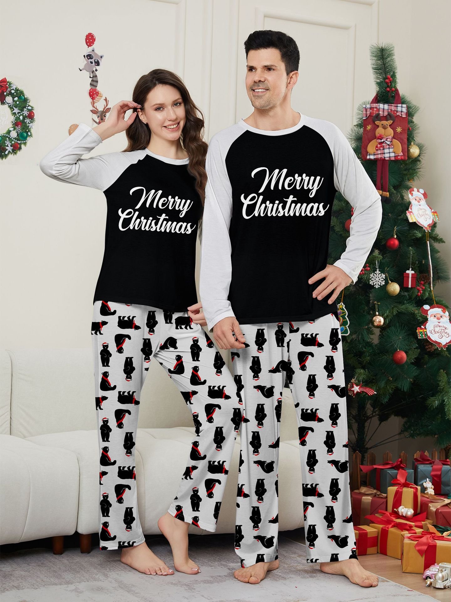 2024 Wholesale Ready To Ship Matching Christmas Pajamas For Family Santa Claus 3XL 4XL Merry Christmas Family Pajamas