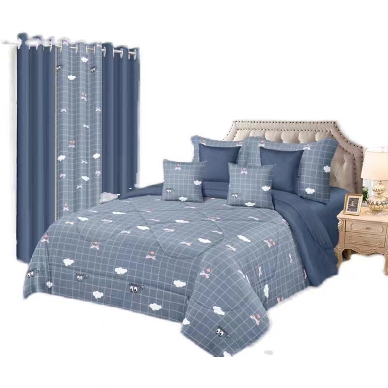 Nantong Bedroom Curtains and Sheet Set Matching Queen Luxury 1800 Bedding Sheets