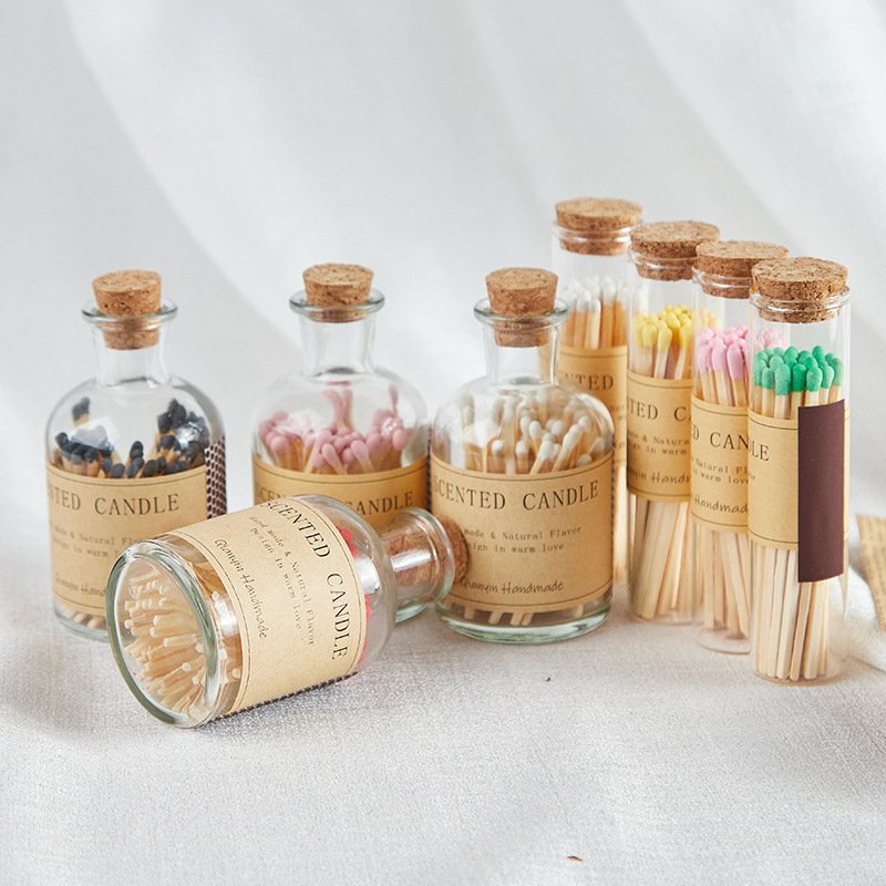 Wholesale bulk order custom matches for candles personalized design home decor long match colored in a glass jar