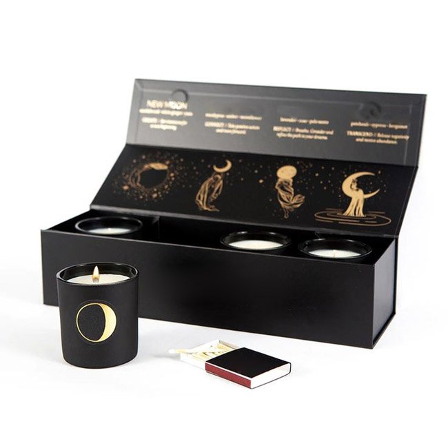 Custom Wholesale Price Mark Empty Candle Premium Shipping Box 4-piece set Black paper Cardboard Gift Wrap Candle Box