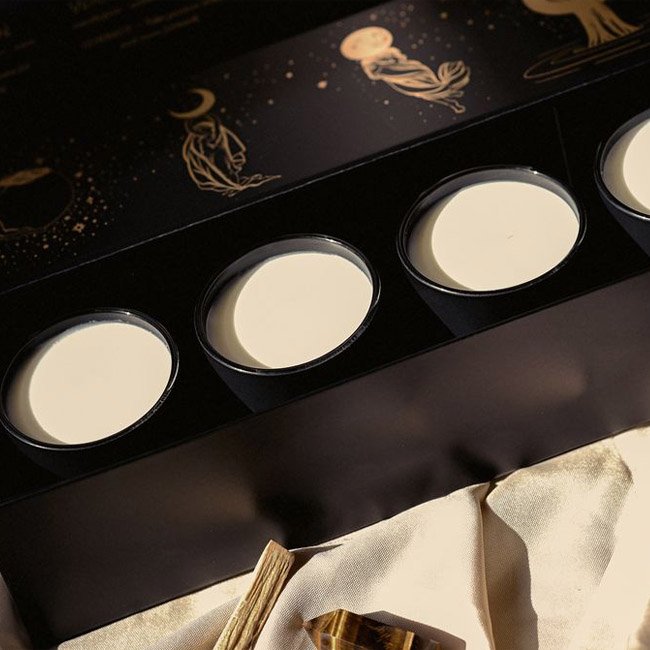 Custom Wholesale Price Mark Empty Candle Premium Shipping Box 4-piece set Black paper Cardboard Gift Wrap Candle Box