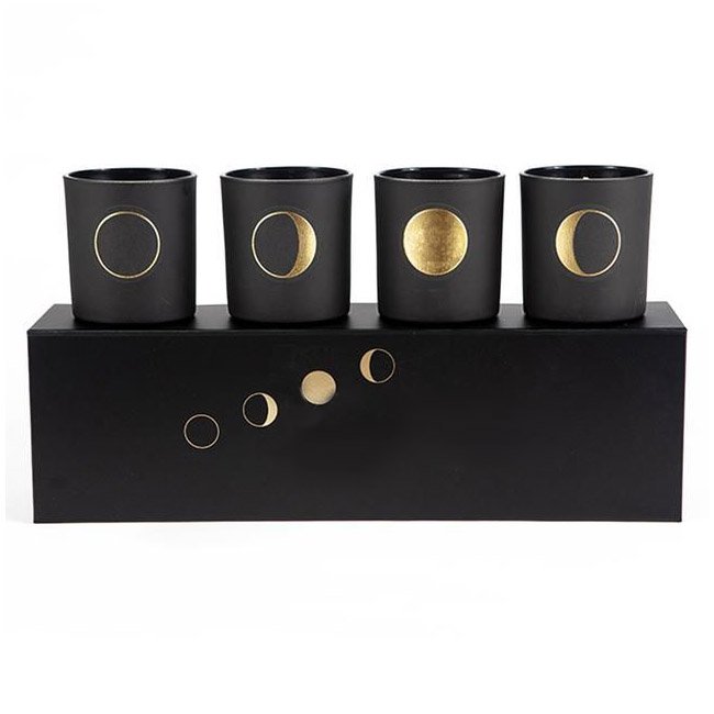 Custom Wholesale Price Mark Empty Candle Premium Shipping Box 4-piece set Black paper Cardboard Gift Wrap Candle Box