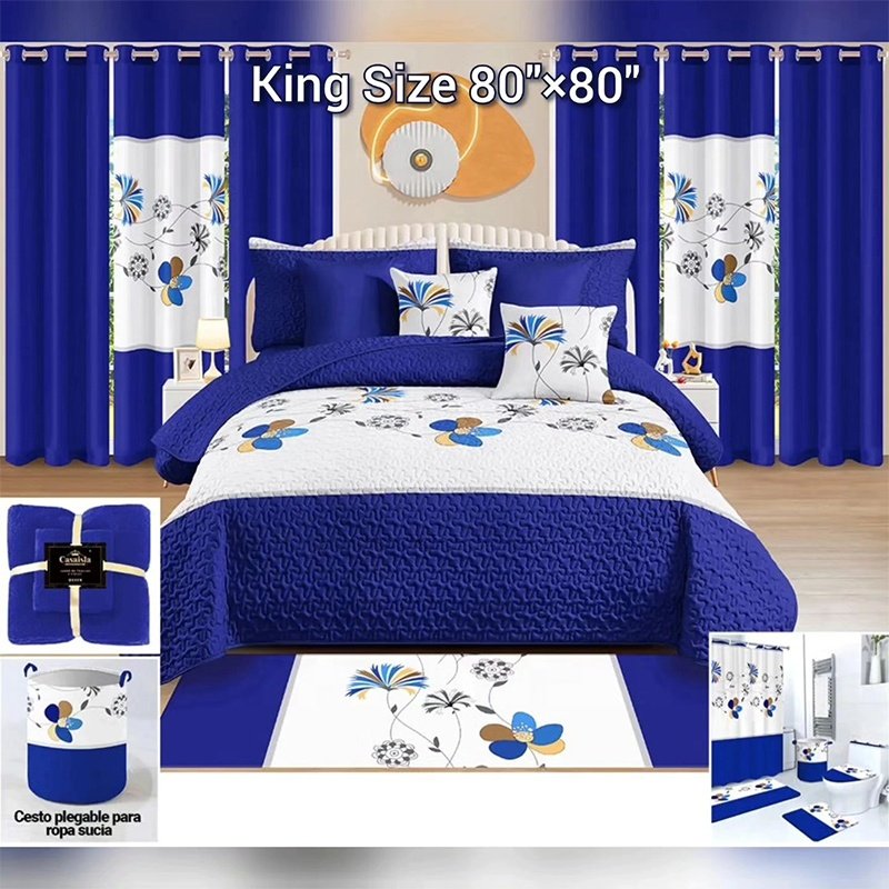 Luxury 27pieces set bedspread king size Wholesale quilts with curtains customized 100% cotton bed set